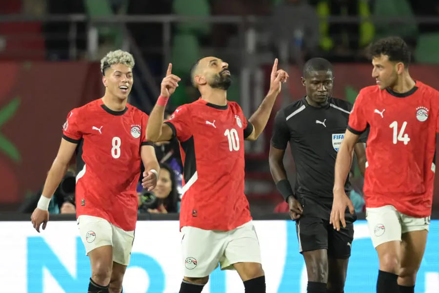 Mohamed Salah (10), capitaine de l'équipe d'Egypte